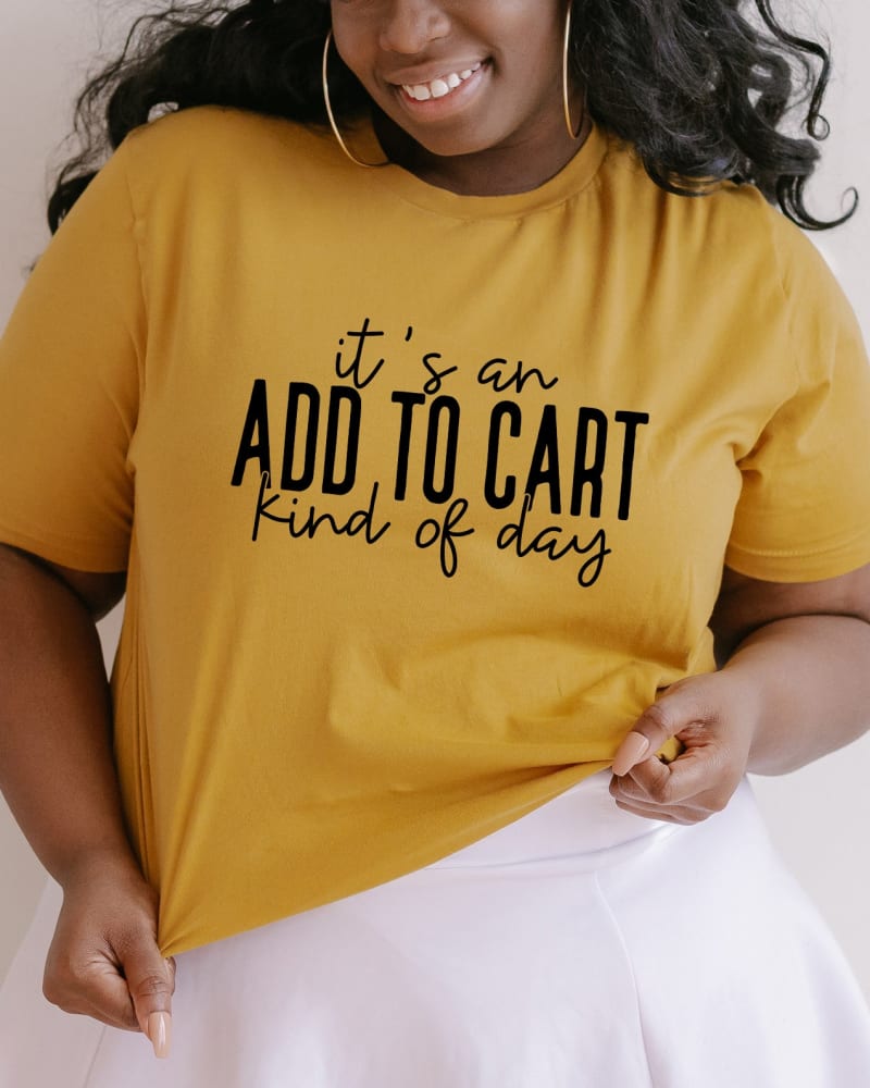 Front of a model wearing a size Large Add To Cart Kind Of Day in Mustard by Simply Sage Market. | dia_product_style_image_id:281757